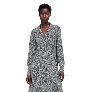 Madewell Black White Floral Tiered Mini Dress Long Sleeve Collared S NWT